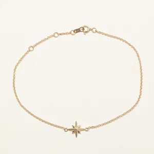 100 Ways Jewelry 100 Ways' 14k Yellow Gold Star Pendant Bracelet | 7" |