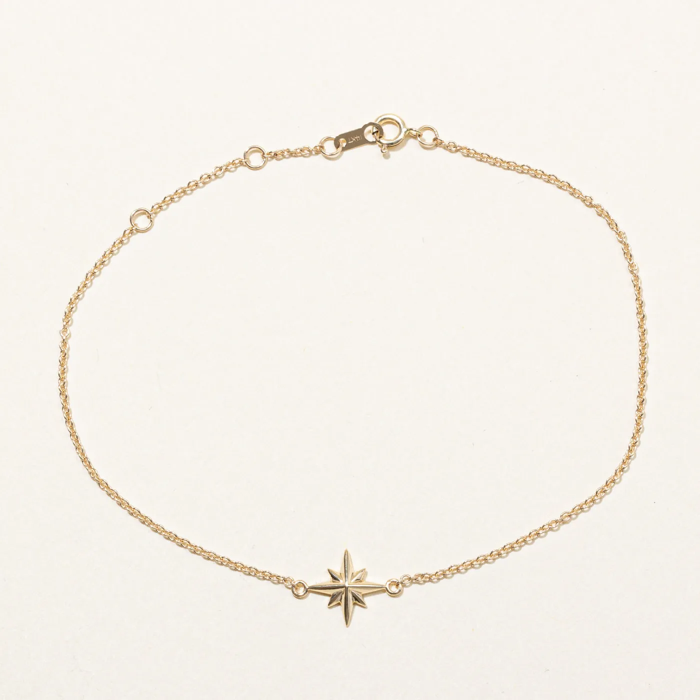 100 Ways Jewelry 100 Ways' 14k Yellow Gold Star Pendant Bracelet | 7" |