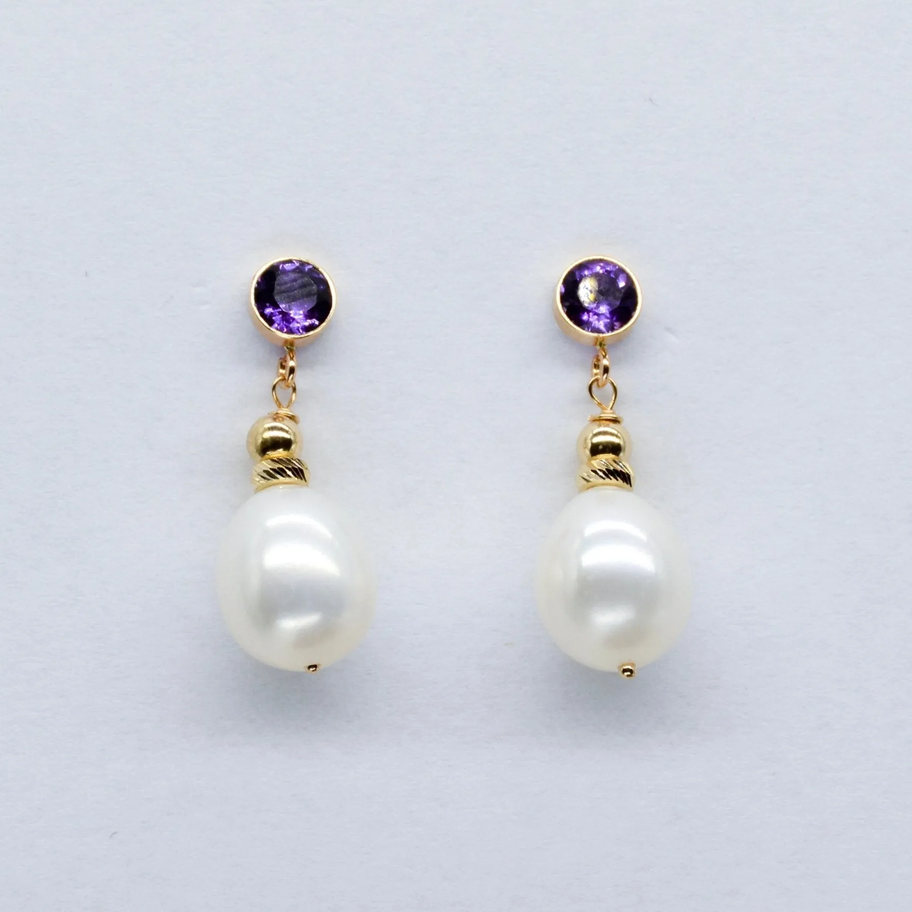 100 Ways Jewelry '100 Ways' Amethyst & Pearl Drop Earrings | 3.50ctw, 0.40ctw |