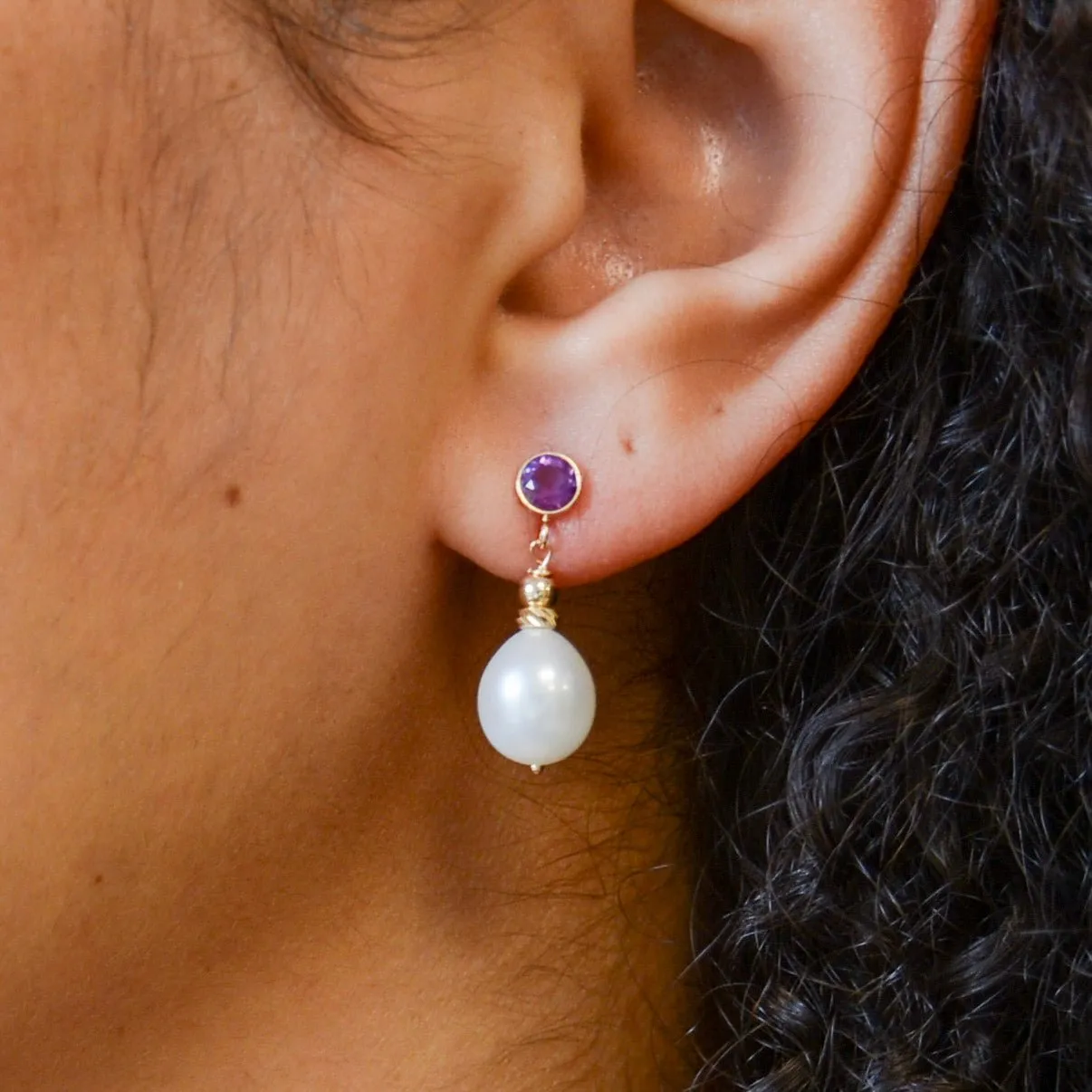 100 Ways Jewelry '100 Ways' Amethyst & Pearl Drop Earrings | 3.50ctw, 0.40ctw |