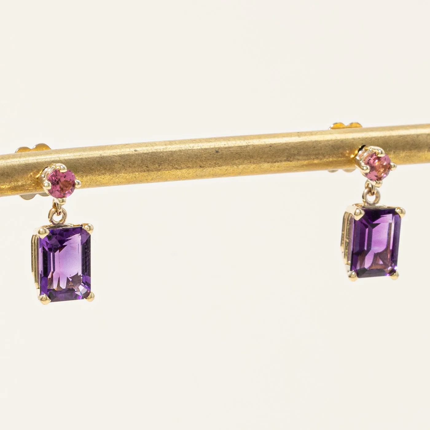 100 Ways Jewelry 100 Ways' Amethyst & Tourmaline Drop Earrings | 1.84ctw, 0.26ctw |