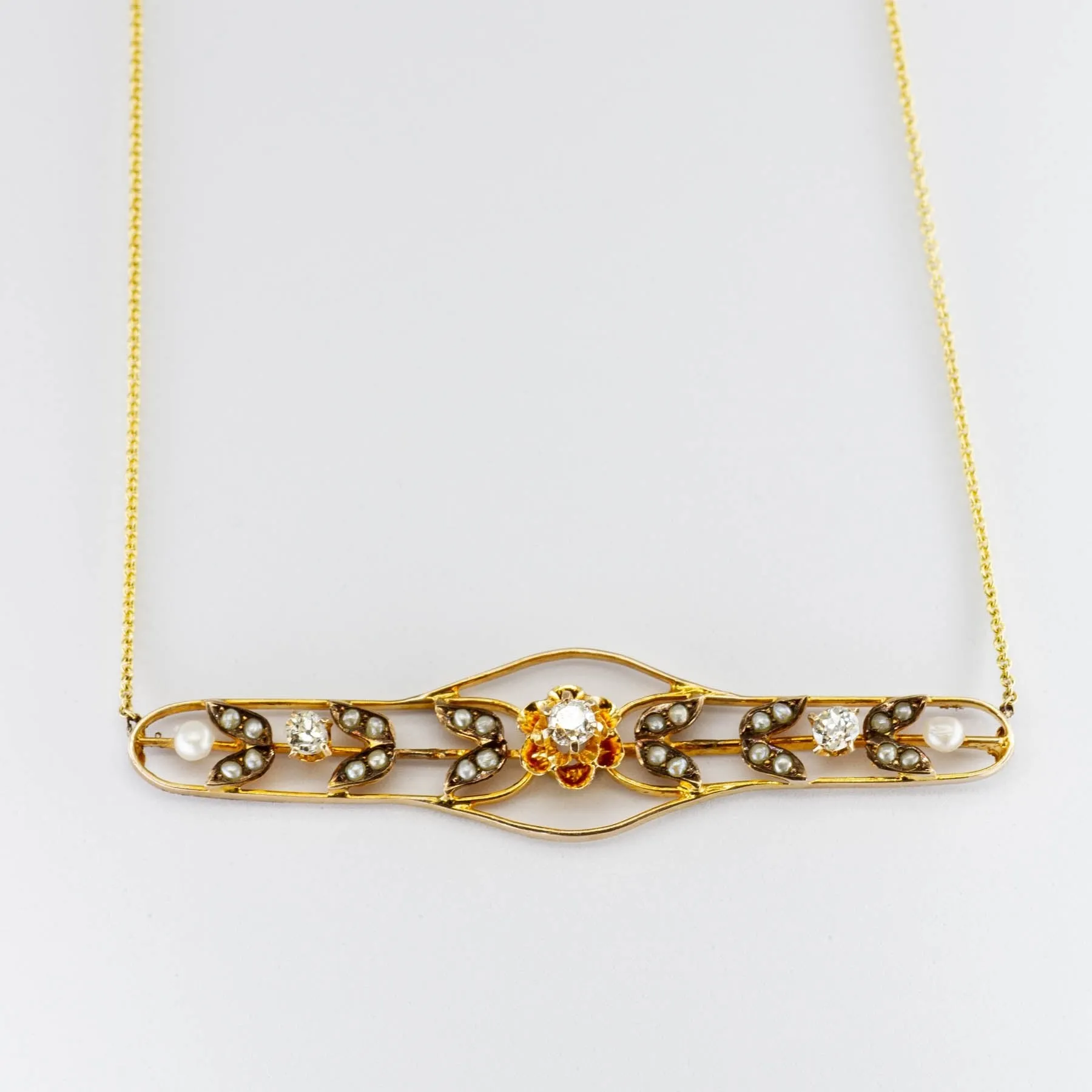 100 Ways Jewelry '100 Ways' Antique Diamond and Pearl Necklace | 0.22ctw |
