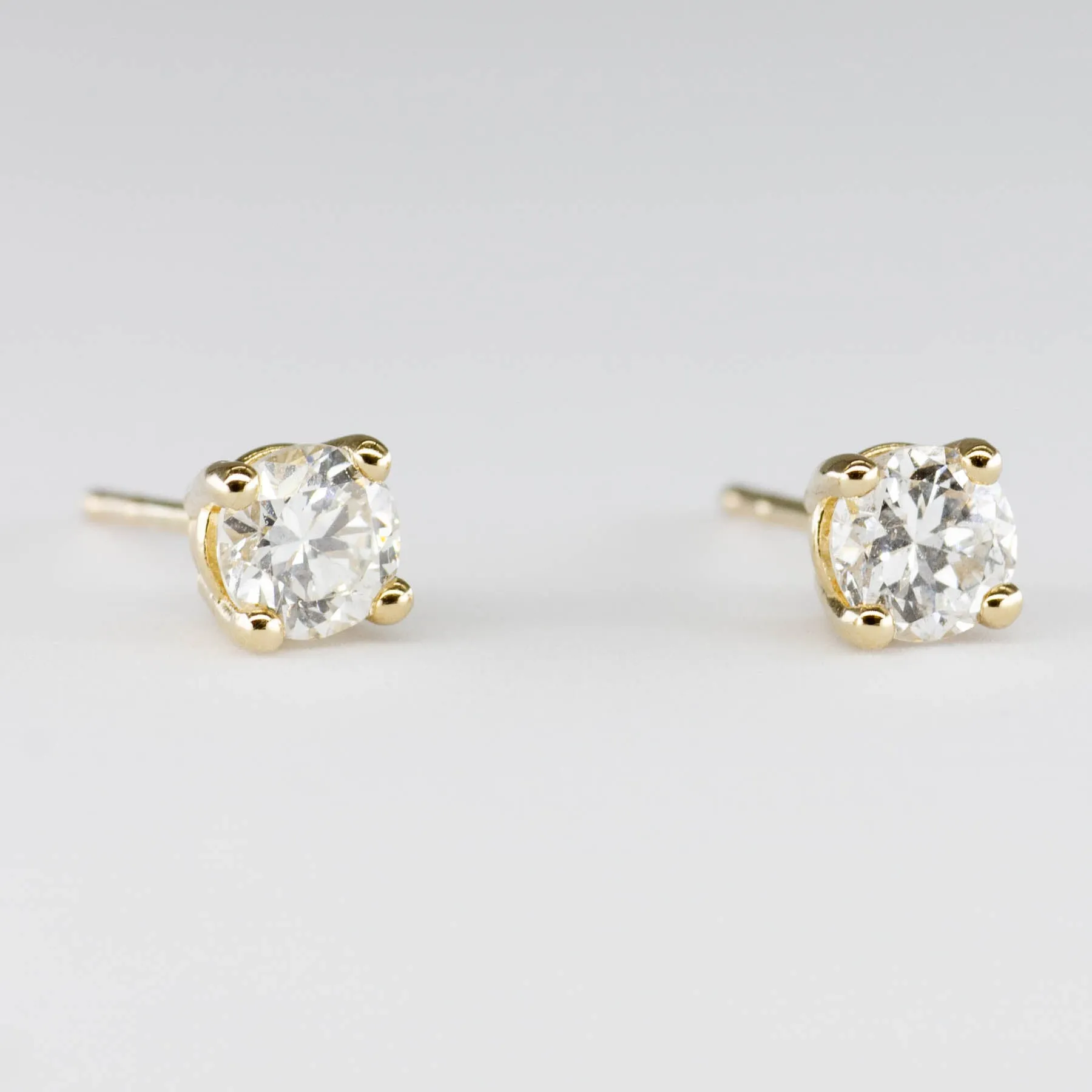 100 Ways Jewelry '100 Ways' Antique Transitional Cut Yellow Gold Diamond Studs | 0.58 ctw SI2 H |