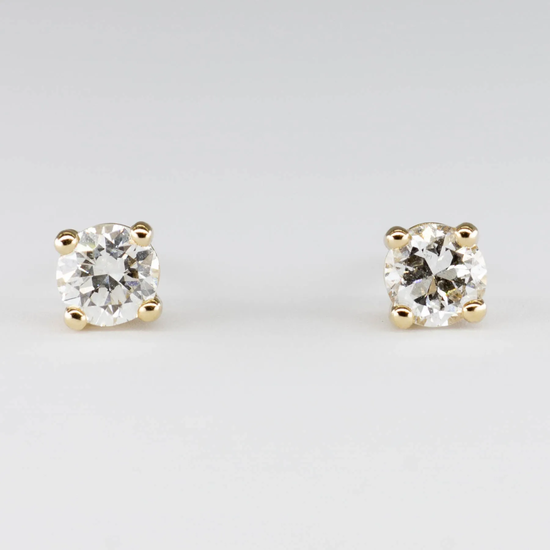 100 Ways Jewelry '100 Ways' Antique Transitional Cut Yellow Gold Diamond Studs | 0.58 ctw SI2 H |