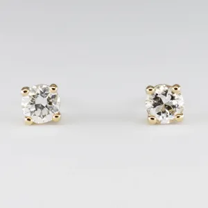 100 Ways Jewelry '100 Ways' Antique Transitional Cut Yellow Gold Diamond Studs | 0.58 ctw SI2 H |