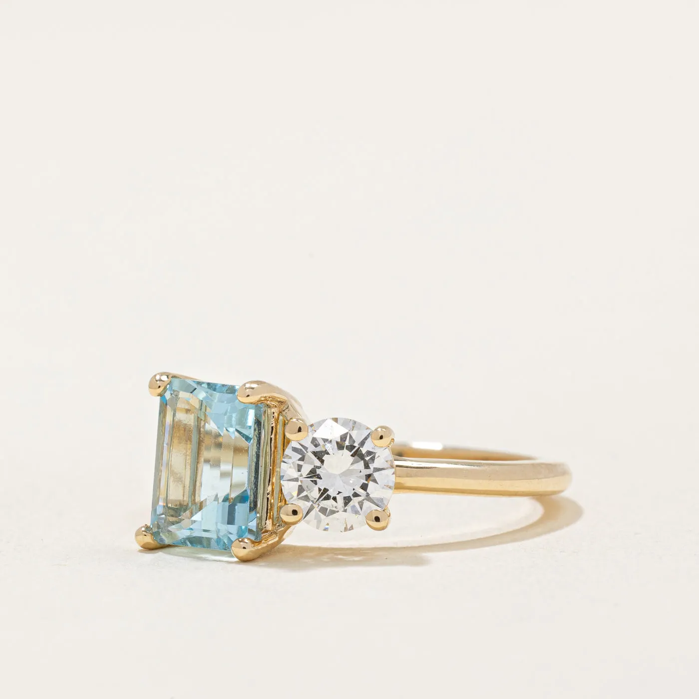 100 Ways Jewelry 100 Ways' Aquamarine & Diamond Toi et Moi Ring | 1.30ct, 0.54ct | SZ 6.75 |
