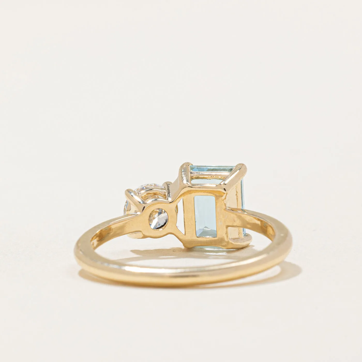 100 Ways Jewelry 100 Ways' Aquamarine & Diamond Toi et Moi Ring | 1.30ct, 0.54ct | SZ 6.75 |