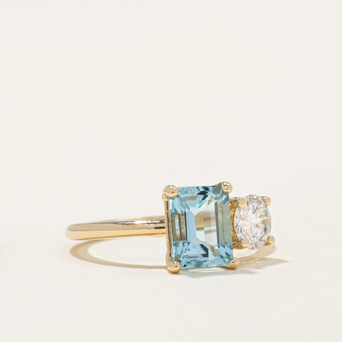 100 Ways Jewelry 100 Ways' Aquamarine & Diamond Toi et Moi Ring | 1.30ct, 0.54ct | SZ 6.75 |