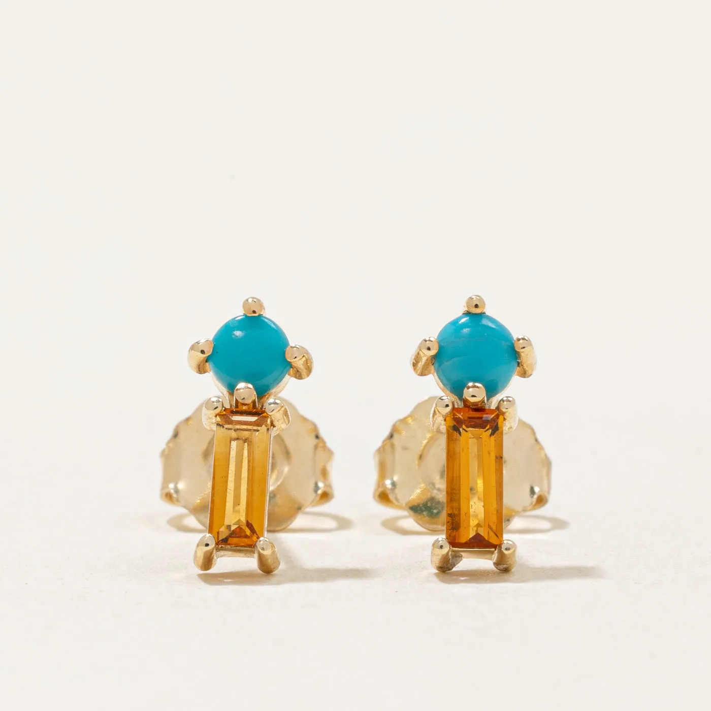 100 Ways Jewelry 100 Ways' Citrine & Turquoise Earrings | 0.30ctw, 0.10ctw |