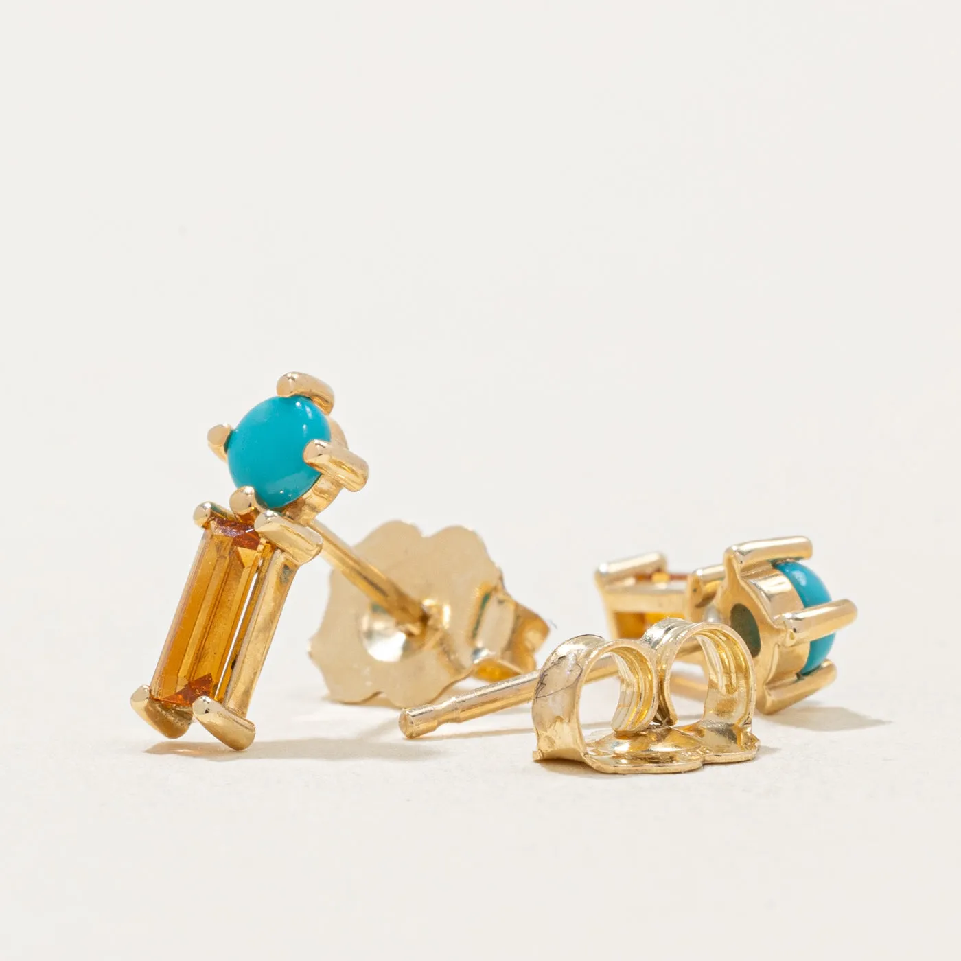100 Ways Jewelry 100 Ways' Citrine & Turquoise Earrings | 0.30ctw, 0.10ctw |