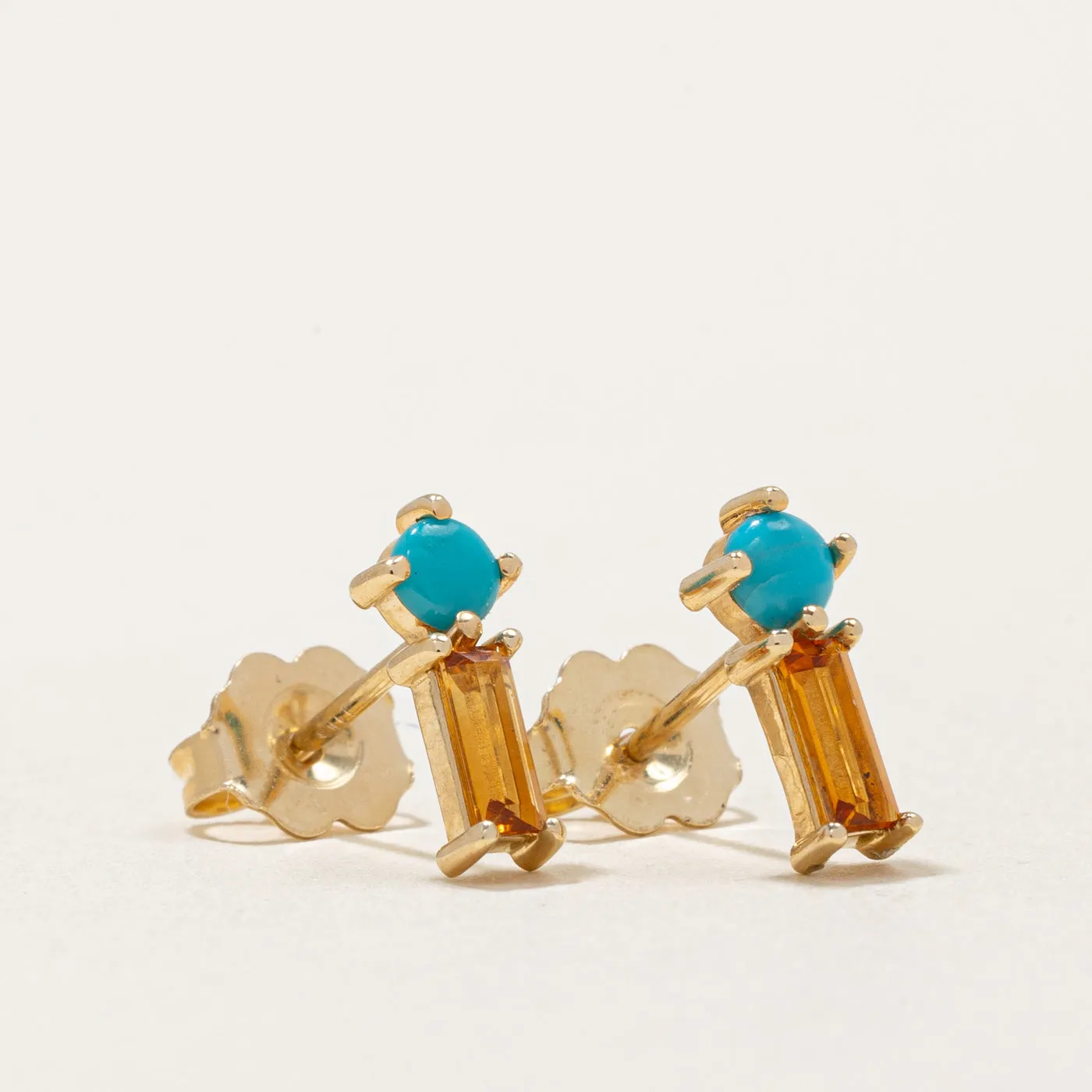 100 Ways Jewelry 100 Ways' Citrine & Turquoise Earrings | 0.30ctw, 0.10ctw |