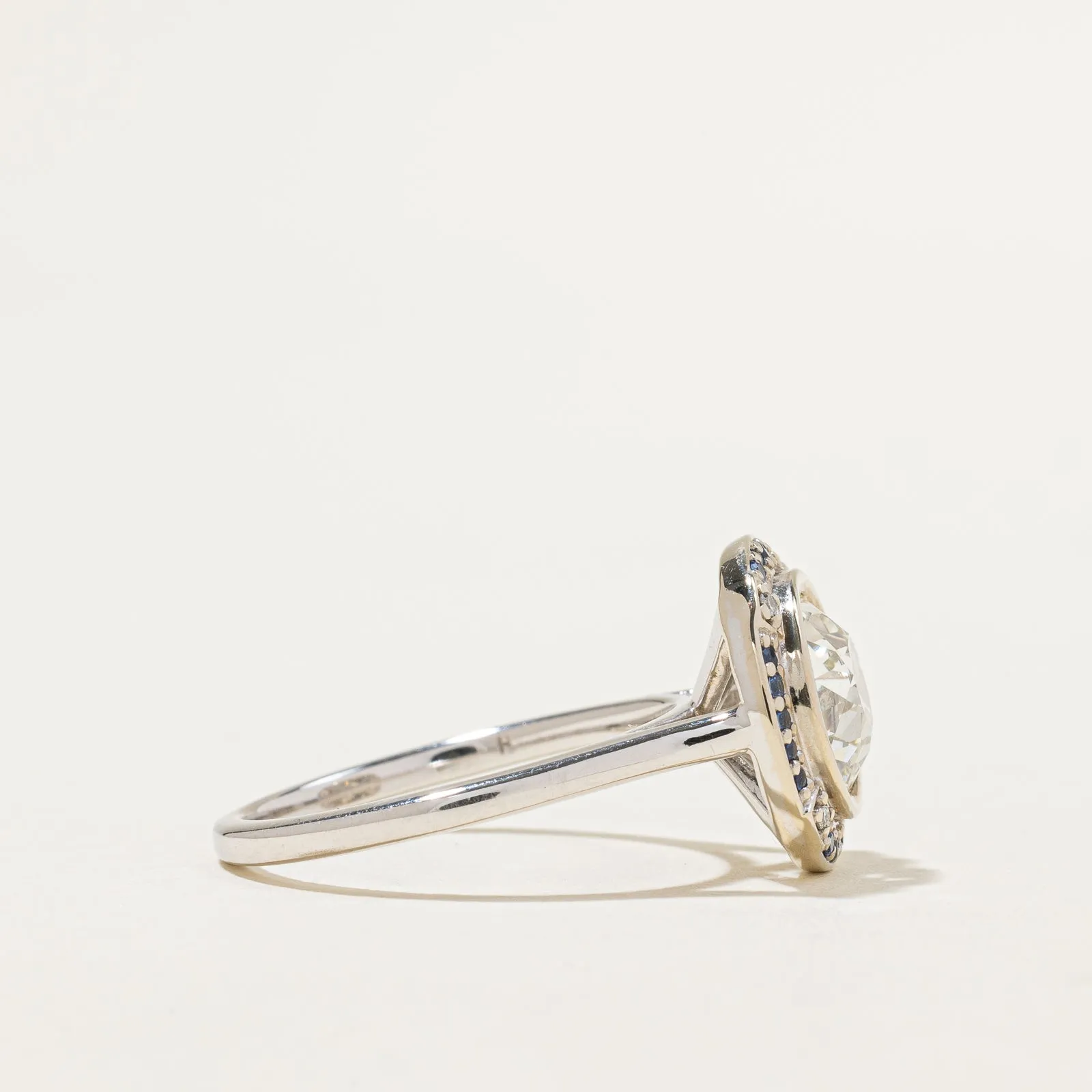 100 Ways Jewelry '100 Ways' Diamond & Sapphire Halo Engagement Ring | 2.04ctw, 0.25ctw | SZ 7 |