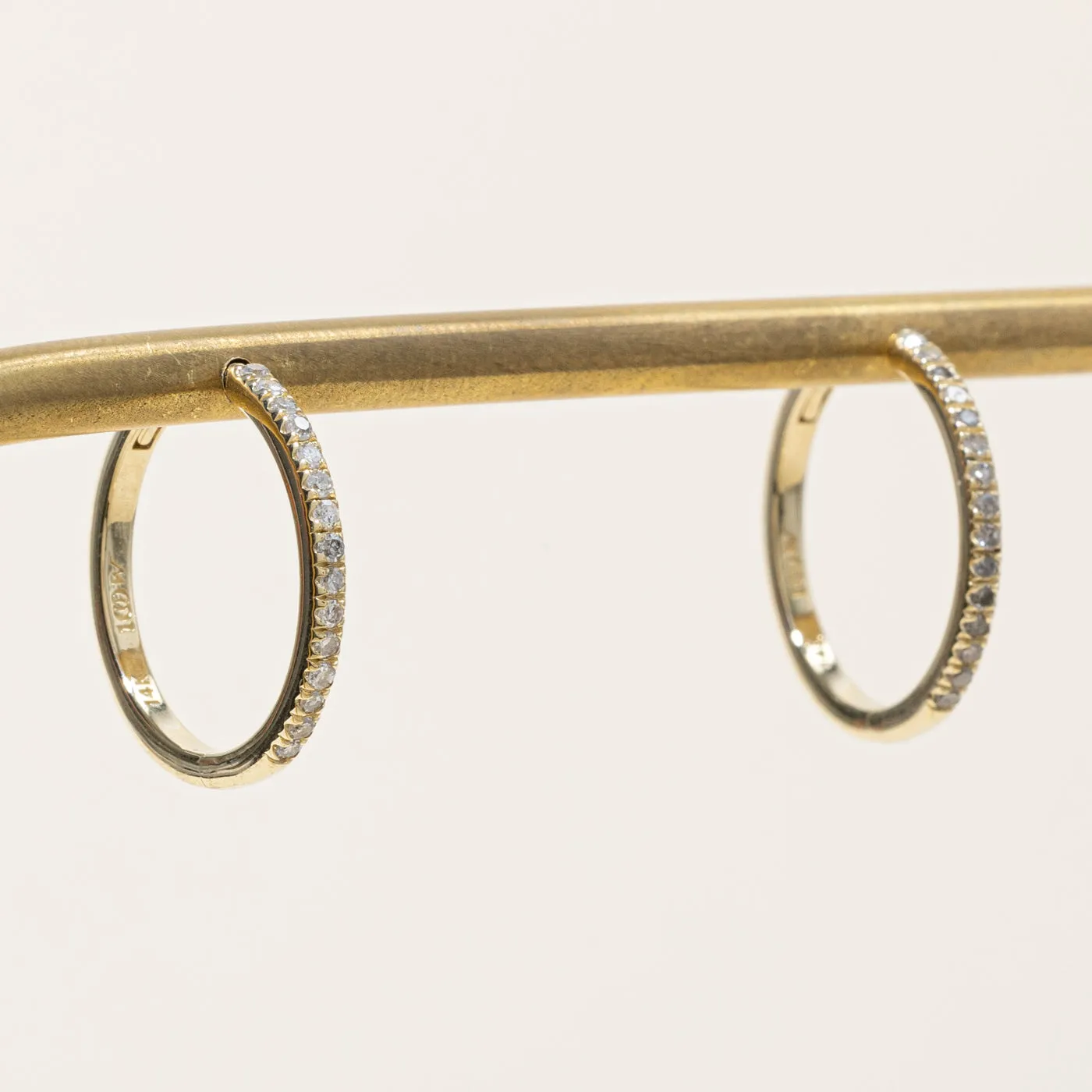 100 Ways Jewelry '100 Ways' Diamond Hoop Yellow Gold  Earrings 18mm | 0.25ctw |