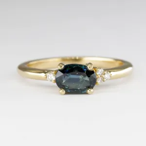 100 Ways Jewelry '100 Ways' East West Teal Sapphire and Diamond Ring | 1.01ct | SZ 7 |
