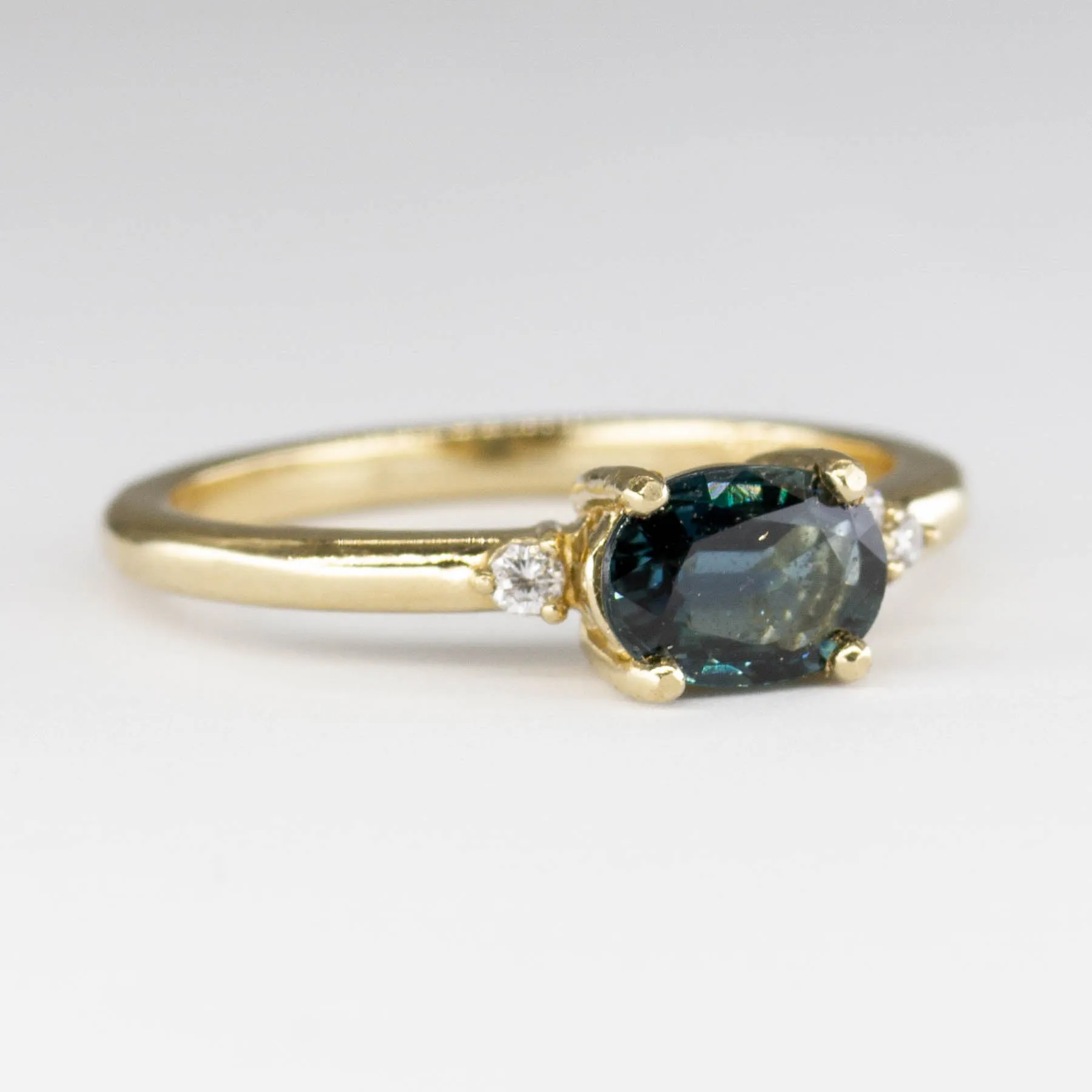 100 Ways Jewelry '100 Ways' East West Teal Sapphire and Diamond Ring | 1.01ct | SZ 7 |