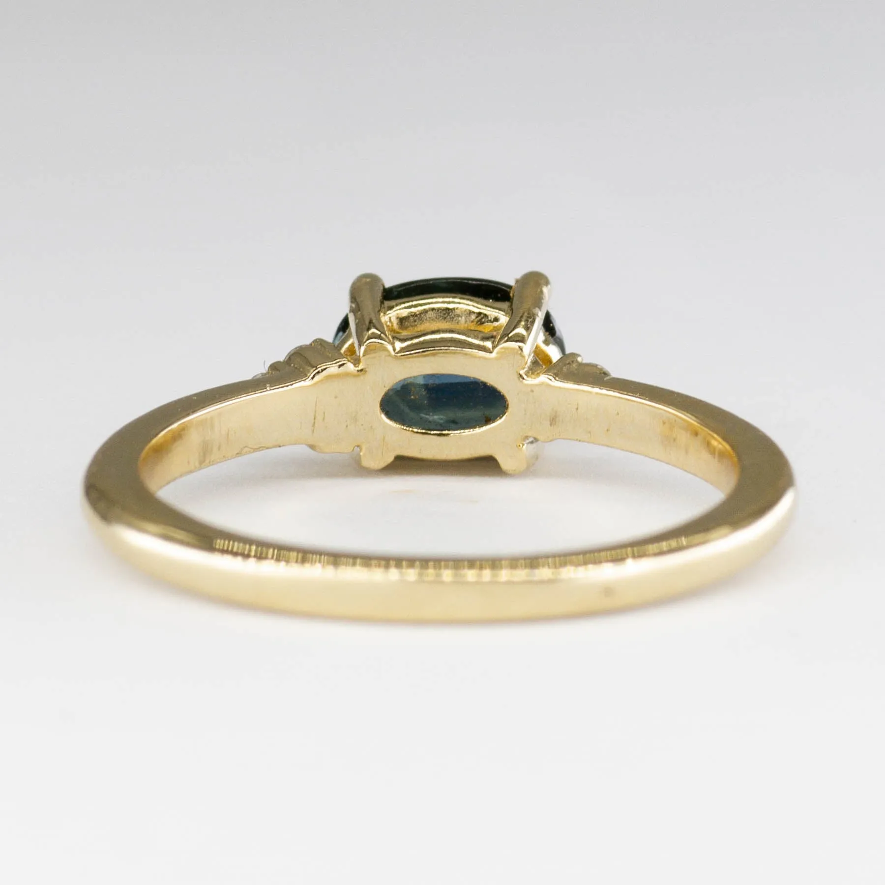 100 Ways Jewelry '100 Ways' East West Teal Sapphire and Diamond Ring | 1.01ct | SZ 7 |