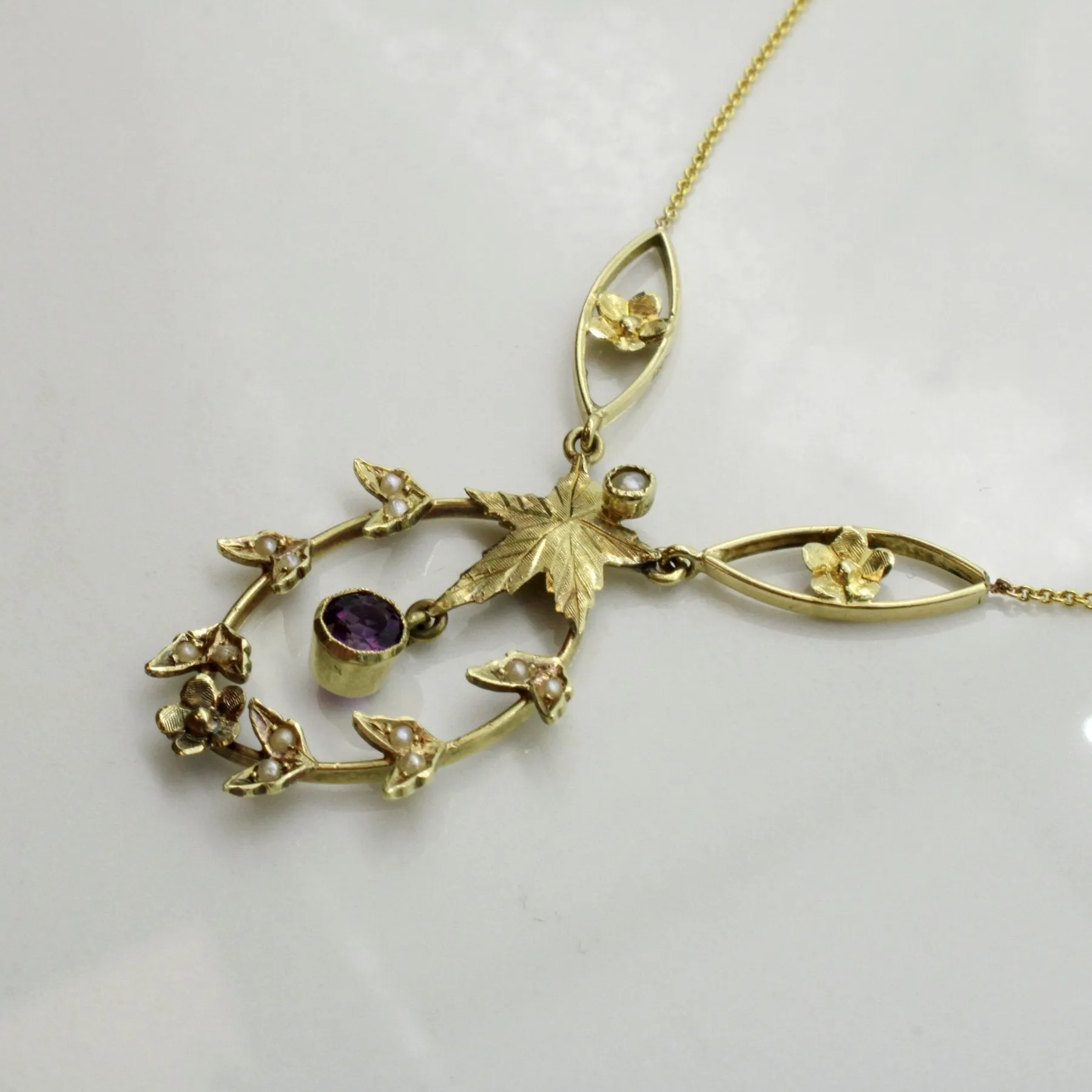 100 Ways Jewelry '100 Ways' Edwardian Amethyst & Seed Pearl Necklace | 0.28ct | 18" |