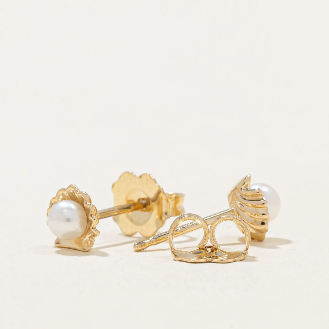 100 Ways Jewelry 100 Ways' Freshwater Pearl in Shell Stud Earrings
