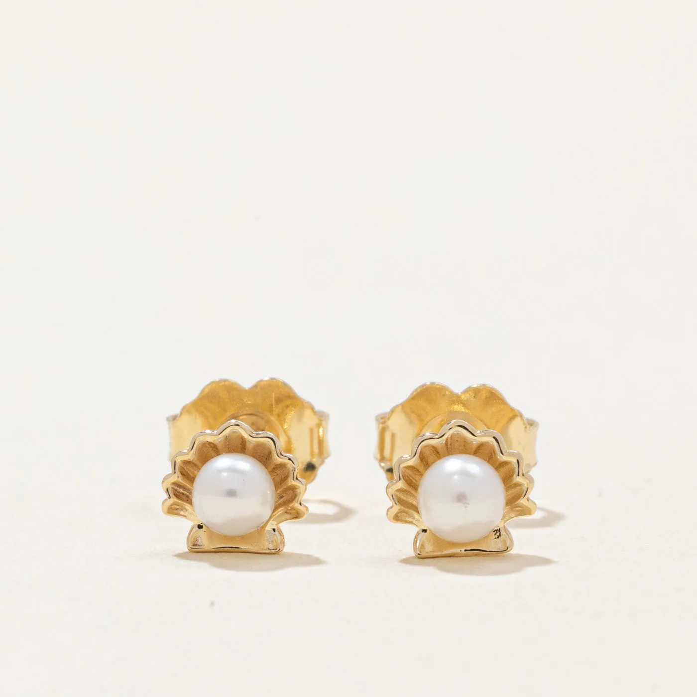 100 Ways Jewelry 100 Ways' Freshwater Pearl in Shell Stud Earrings