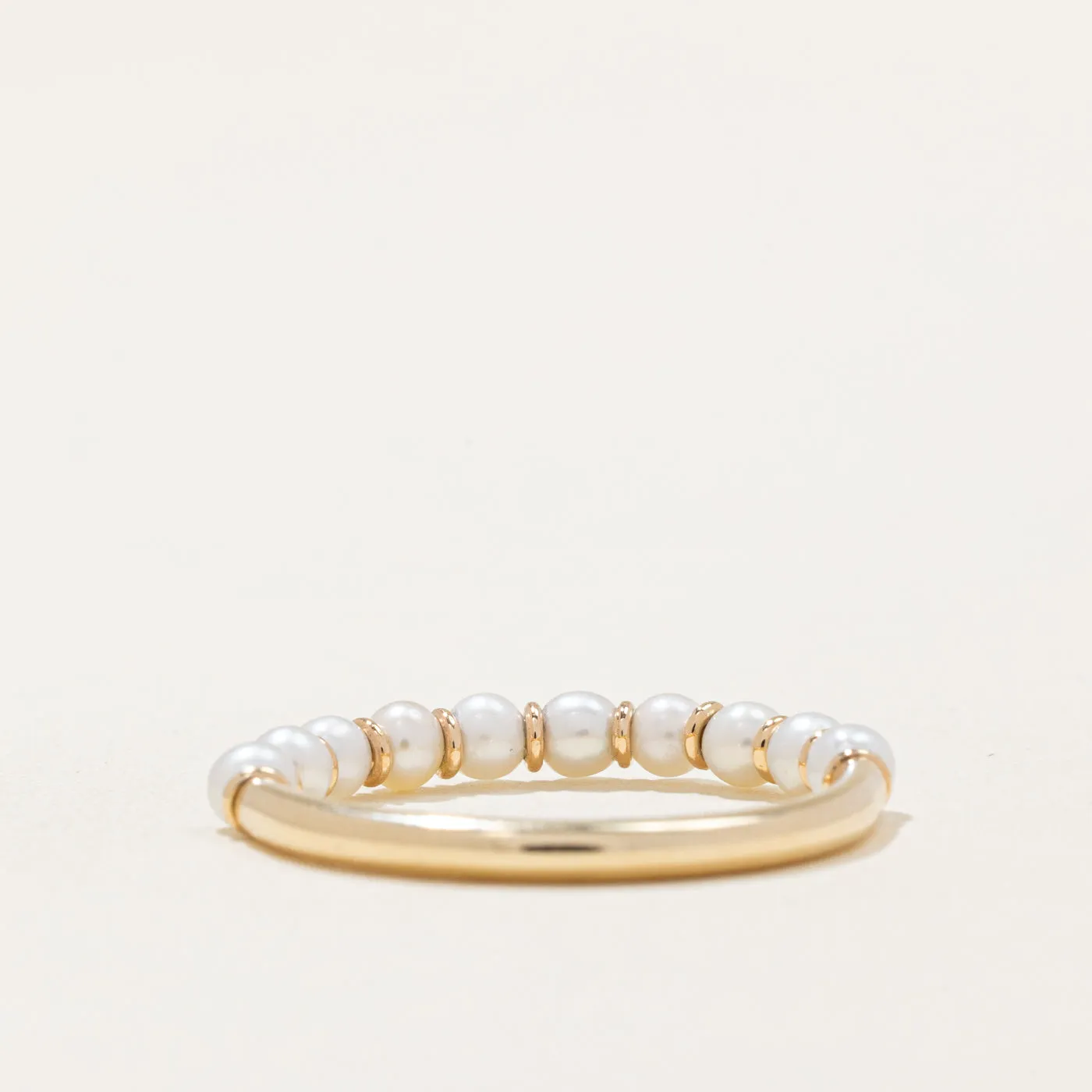 100 Ways Jewelry '100 Ways' Freshwater Pearl Semi Eternity Ring | SZ 6.75 |