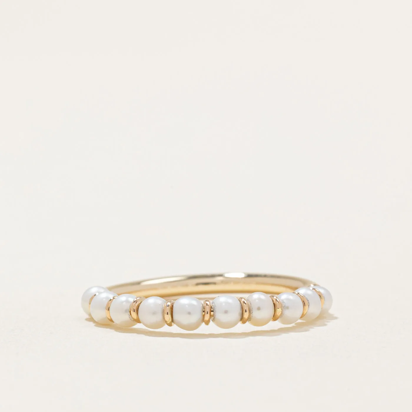 100 Ways Jewelry '100 Ways' Freshwater Pearl Semi Eternity Ring | SZ 6.75 |