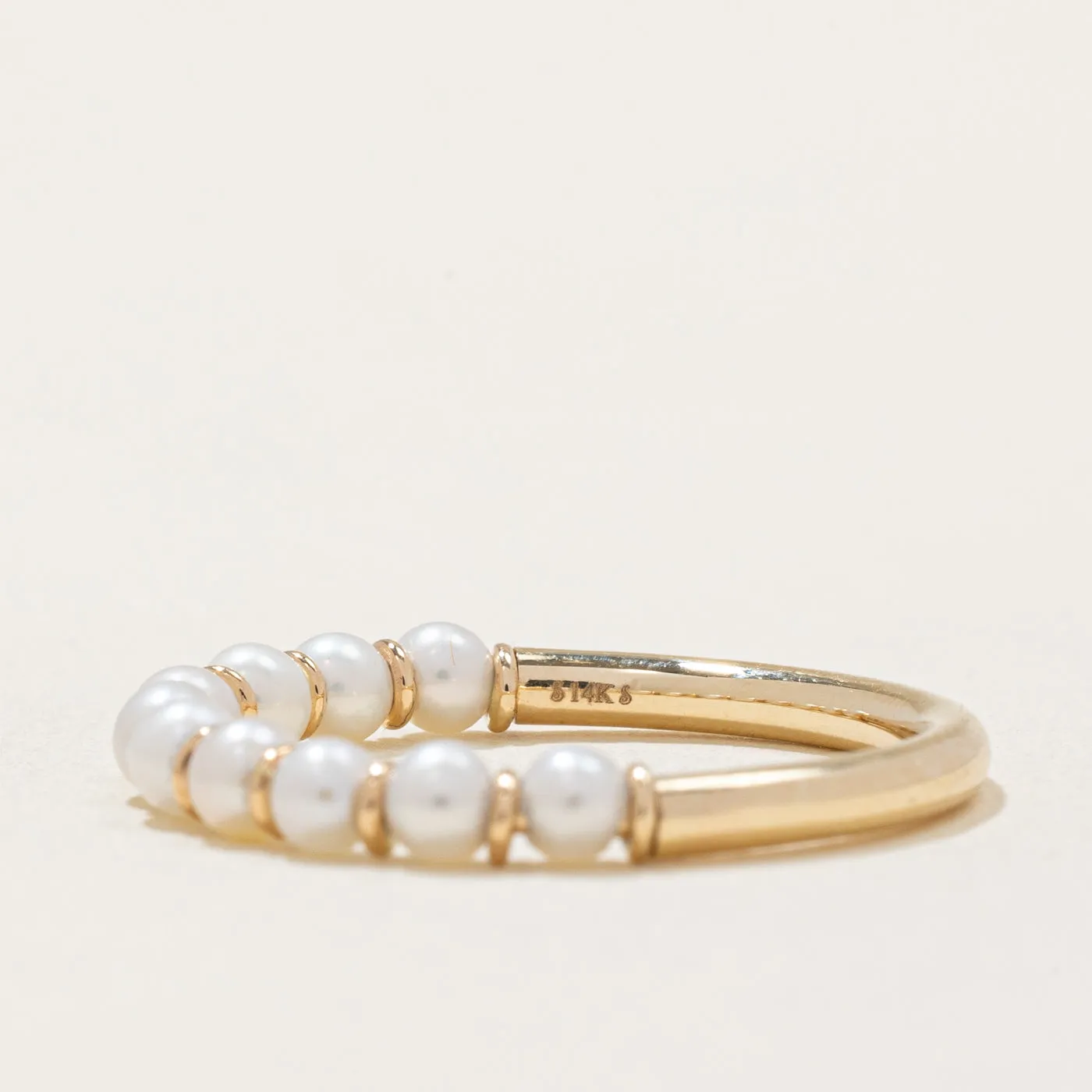 100 Ways Jewelry '100 Ways' Freshwater Pearl Semi Eternity Ring | SZ 6.75 |