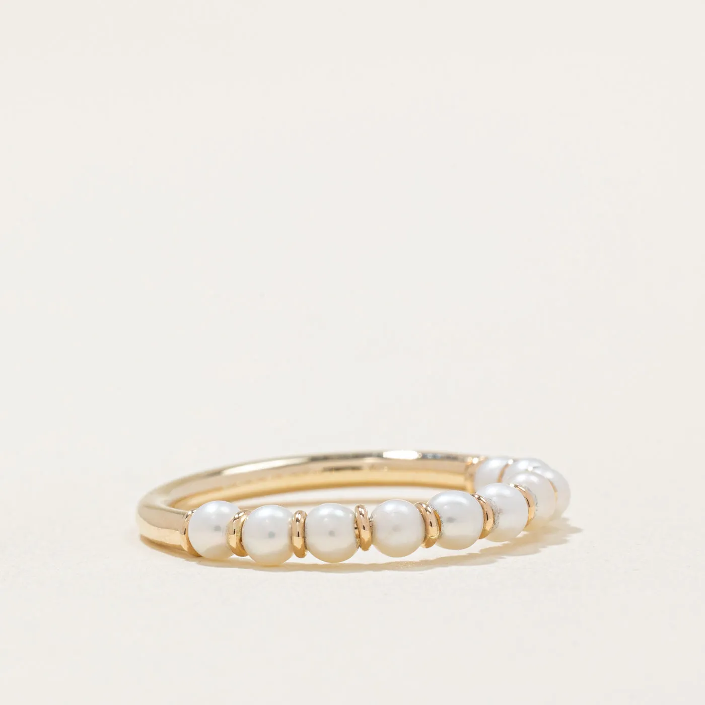 100 Ways Jewelry '100 Ways' Freshwater Pearl Semi Eternity Ring | SZ 6.75 |