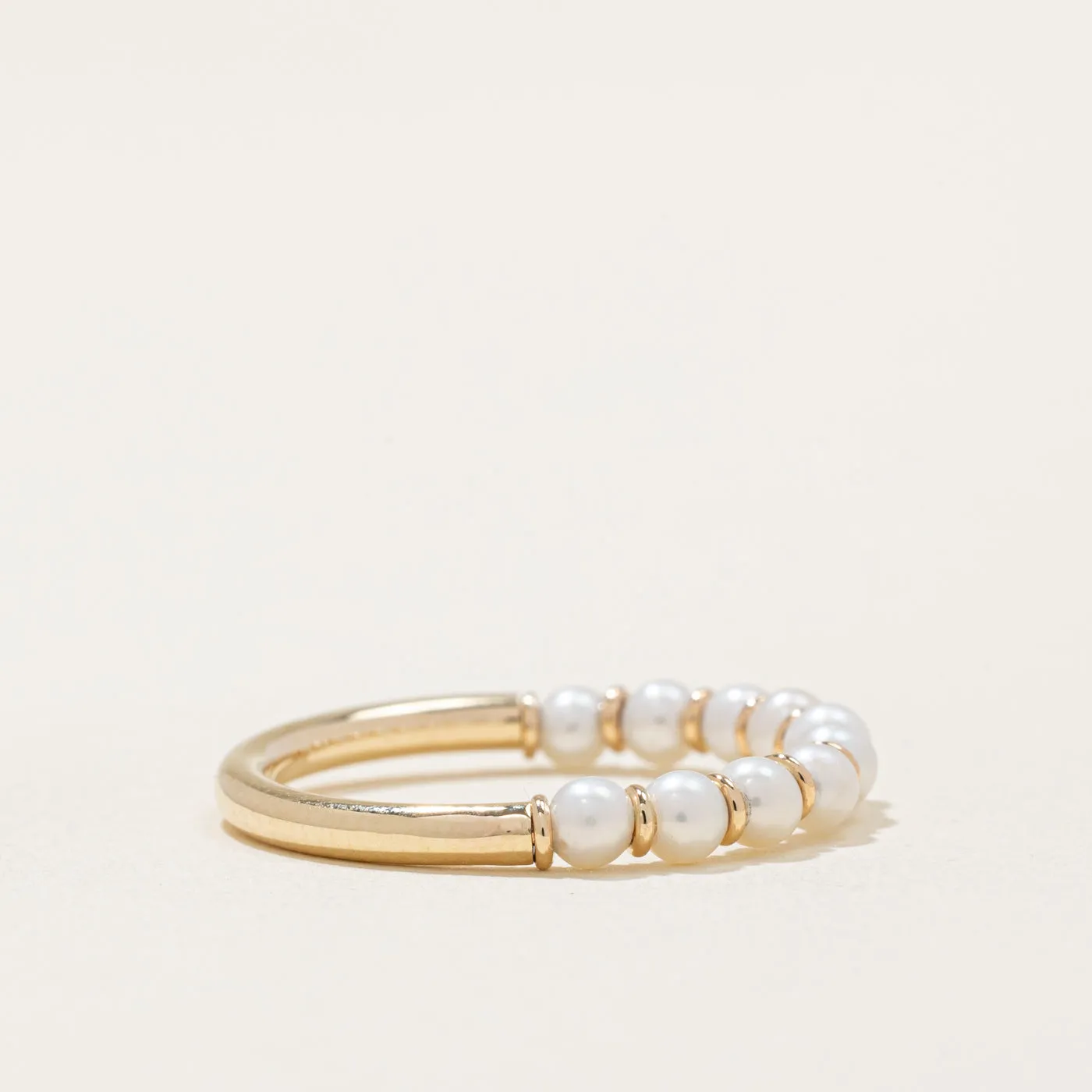 100 Ways Jewelry '100 Ways' Freshwater Pearl Semi Eternity Ring | SZ 6.75 |