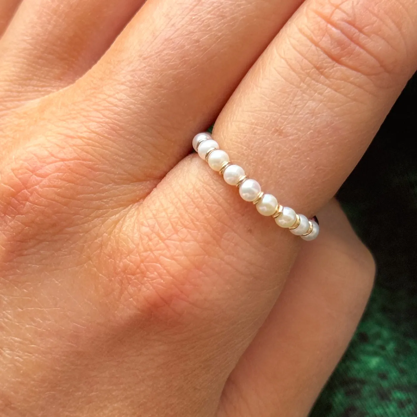 100 Ways Jewelry '100 Ways' Freshwater Pearl Semi Eternity Ring | SZ 6.75 |