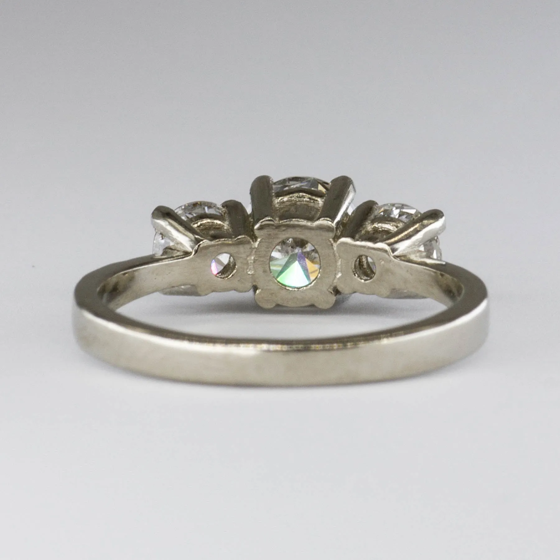 100 Ways Jewelry '100 Ways' GIA Certified Three Stone Diamond 18k Ring | 0.71 ctw SI1 E, 0.62 ctw | SZ 5.75