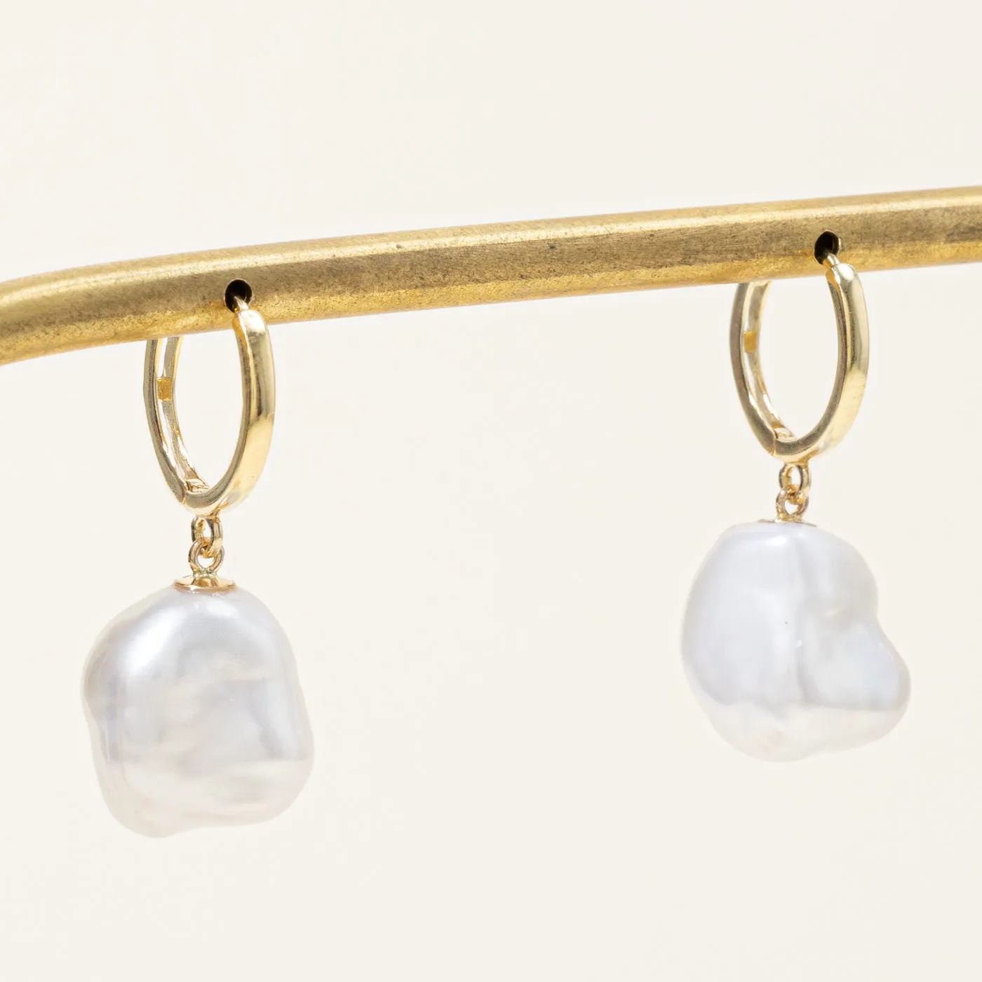 100 Ways Jewelry 100 Ways' Keshi Freshwater Pearl Hoop Drop Earrings