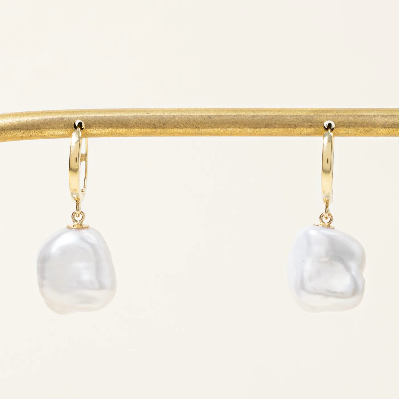 100 Ways Jewelry 100 Ways' Keshi Freshwater Pearl Hoop Drop Earrings