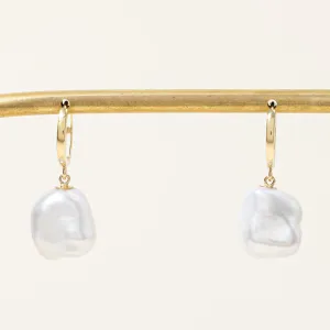 100 Ways Jewelry 100 Ways' Keshi Freshwater Pearl Hoop Drop Earrings