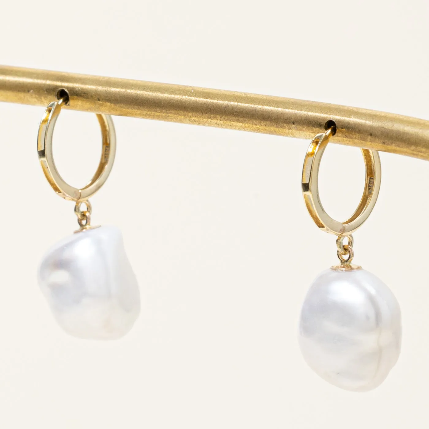 100 Ways Jewelry 100 Ways' Keshi Freshwater Pearl Hoop Drop Earrings