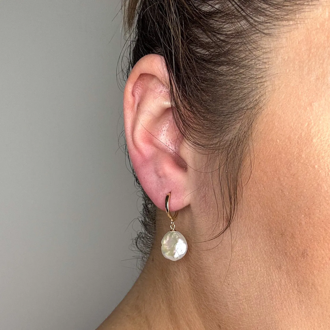 100 Ways Jewelry 100 Ways' Keshi Freshwater Pearl Hoop Drop Earrings