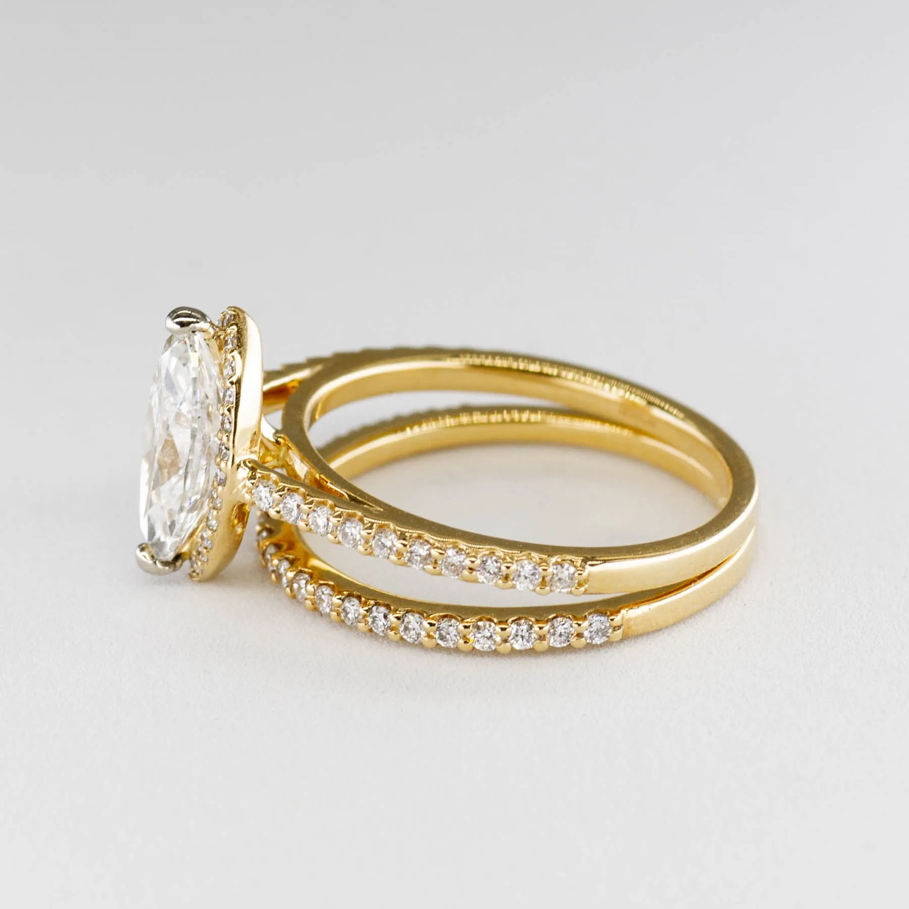 100 Ways Jewelry '100 Ways' Marquise Diamond Engagement Ring and Matching Band in 18k | 1.87ctw | SZ 6.5 |