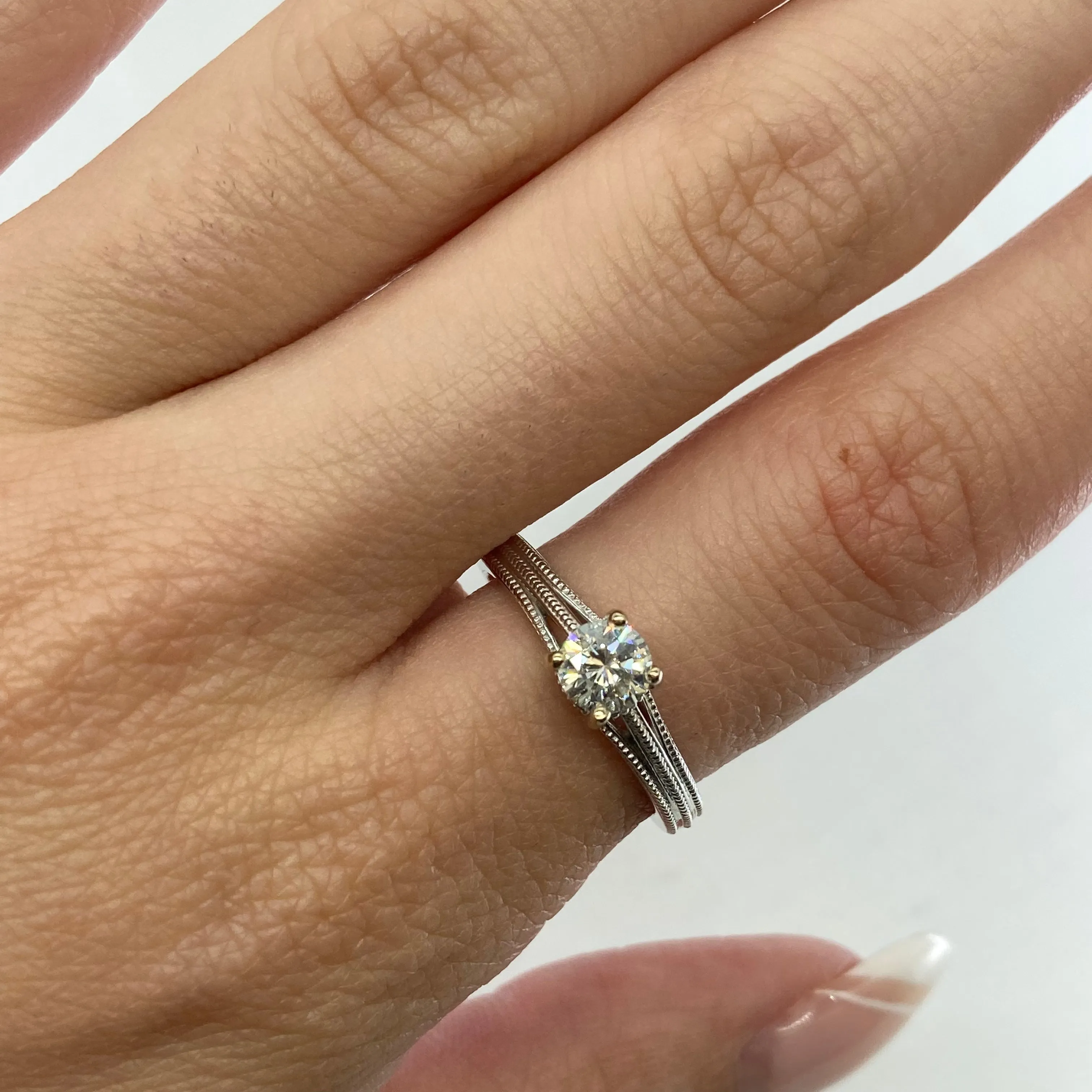 100 Ways Jewelry '100 Ways' Milgrain Solitaire Diamond Ring | 0.46ct | SZ 6.75 |