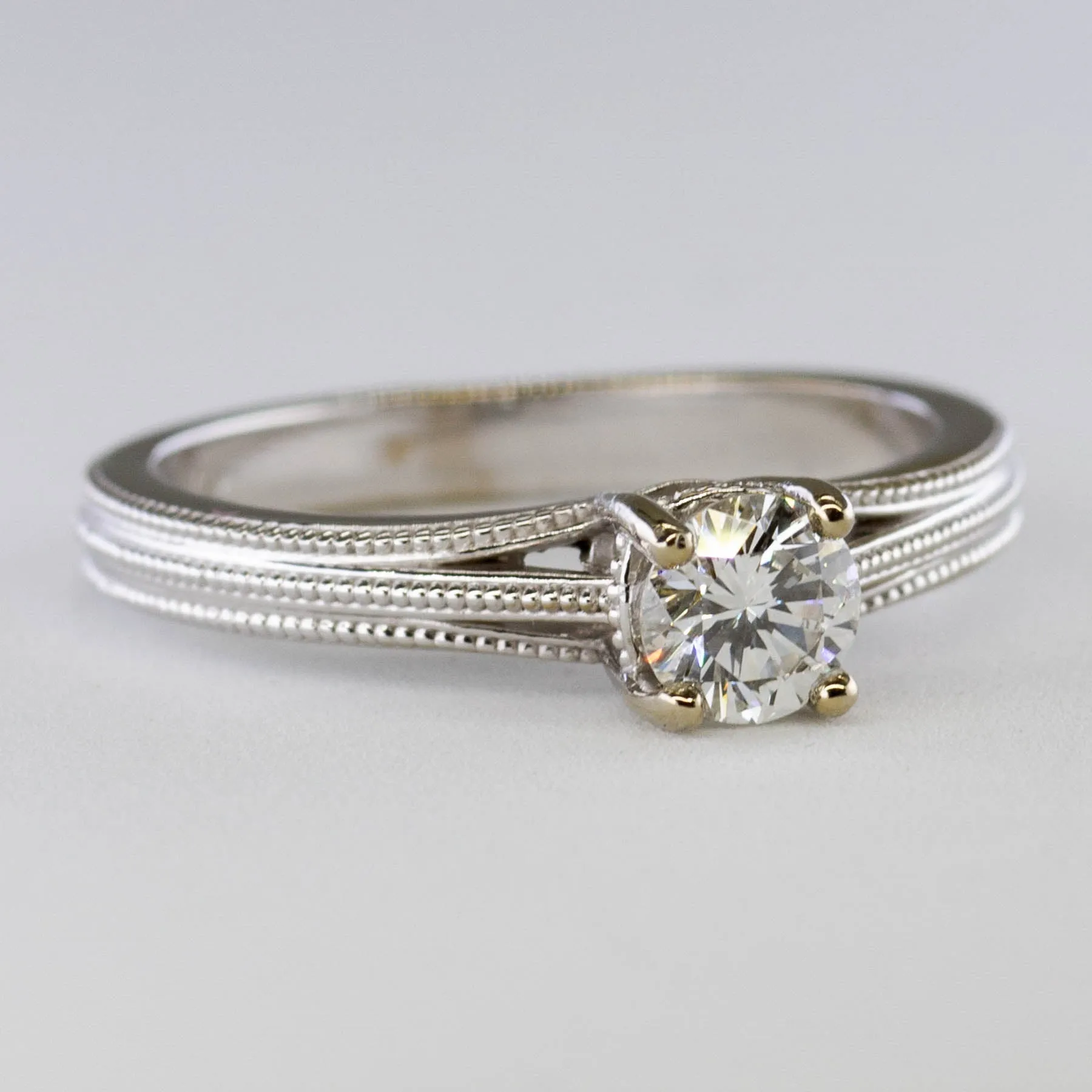 100 Ways Jewelry '100 Ways' Milgrain Solitaire Diamond Ring | 0.46ct | SZ 6.75 |
