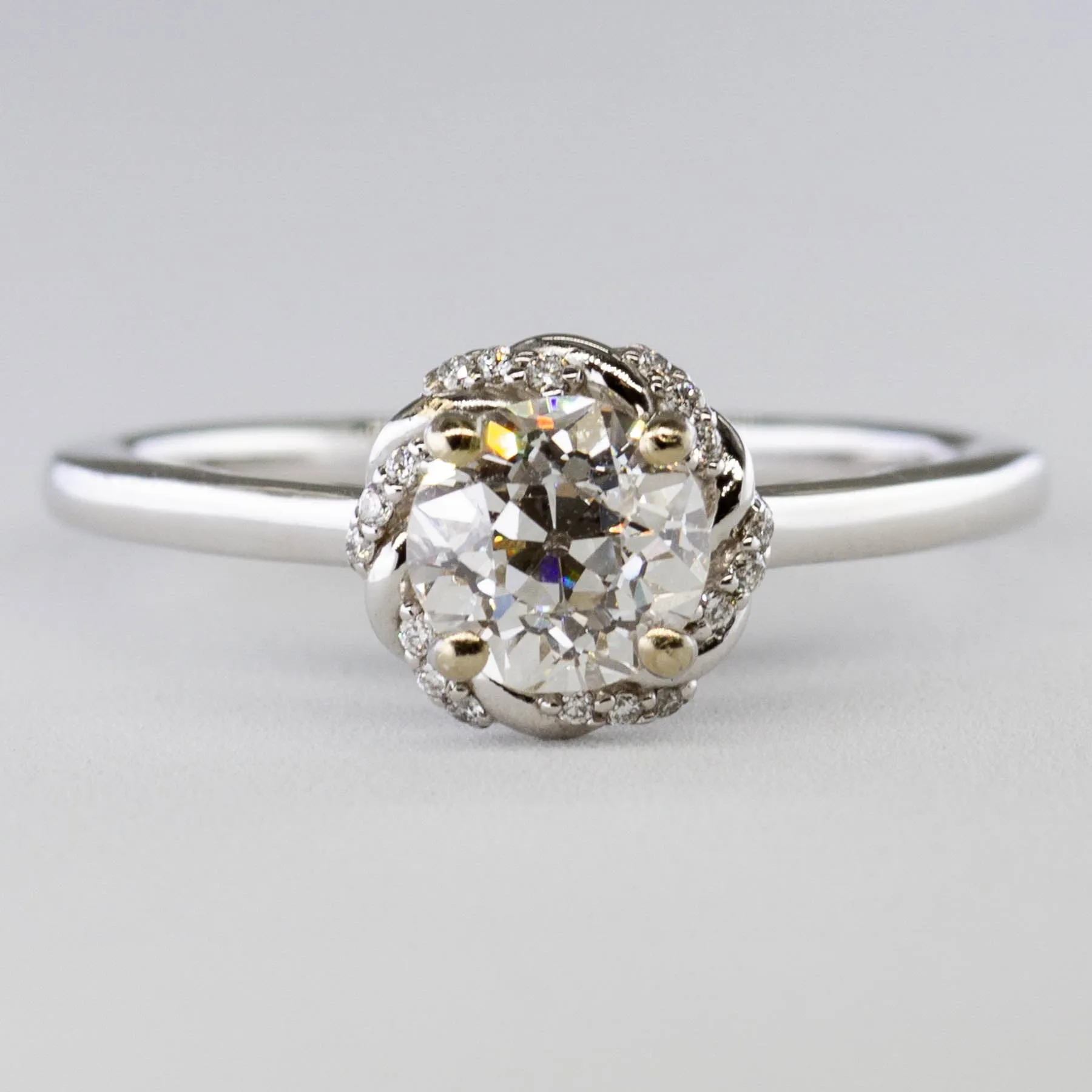 100 Ways Jewelry '100 Ways' Old European Twisted Halo Engagement Ring | 0.99ctw | SZ 7 |