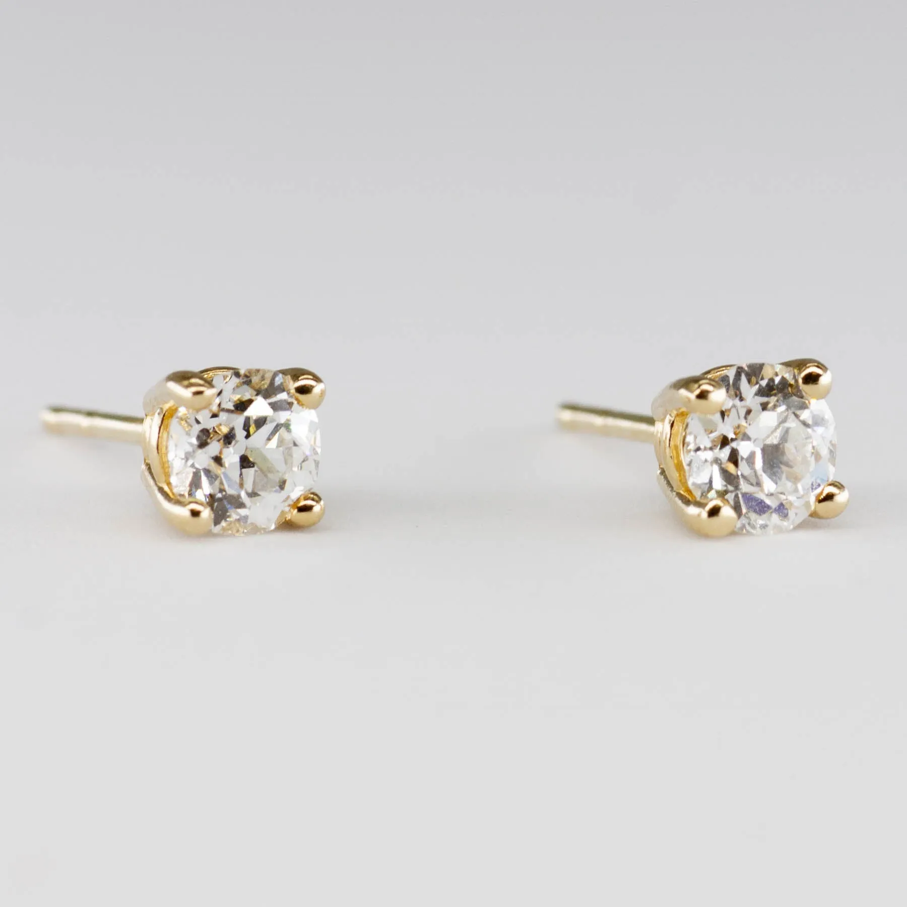 100 Ways Jewelry '100 Ways' Old European Yellow Gold Diamond Studs | 0.65 ctw VS2 G/H |