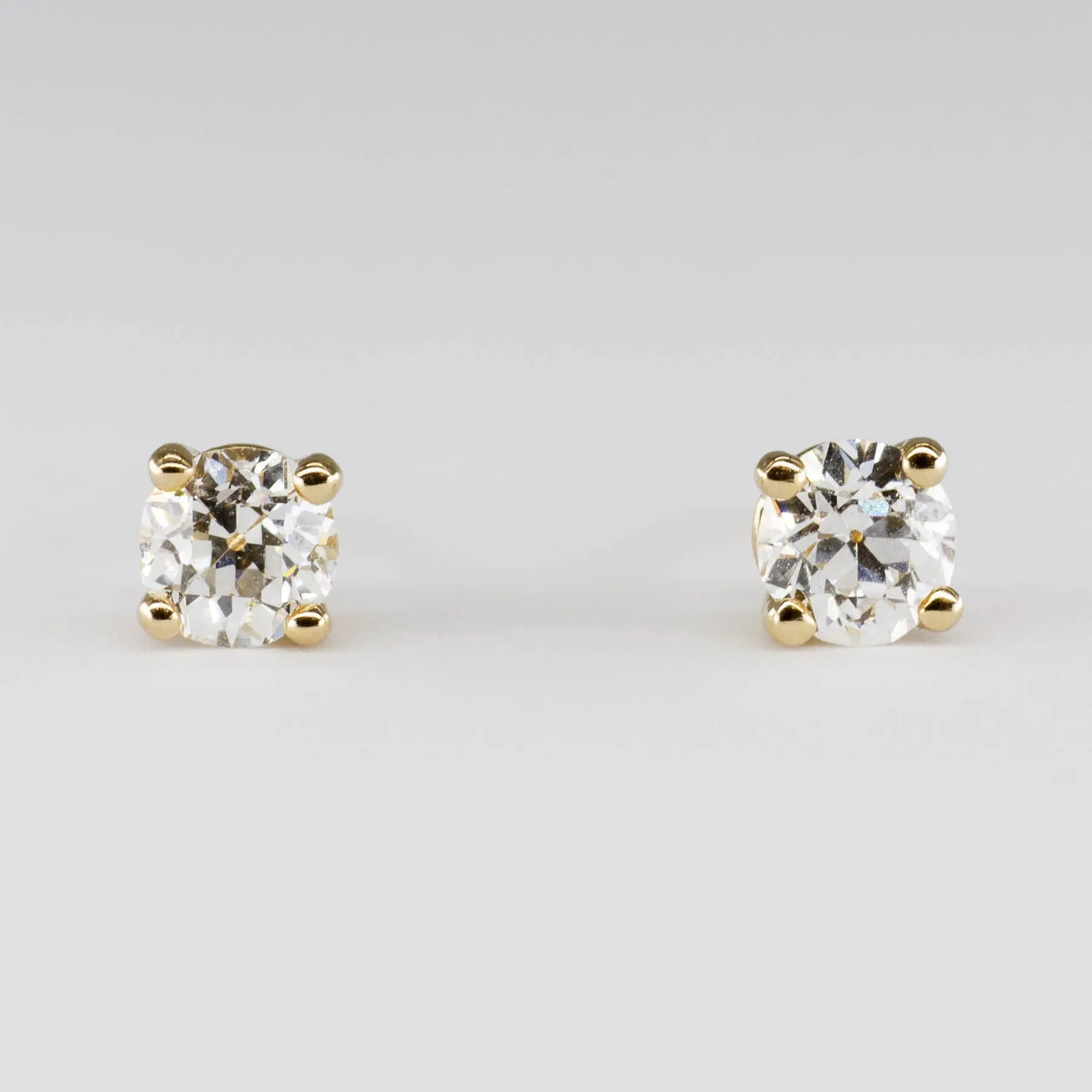 100 Ways Jewelry '100 Ways' Old European Yellow Gold Diamond Studs | 0.65 ctw VS2 G/H |