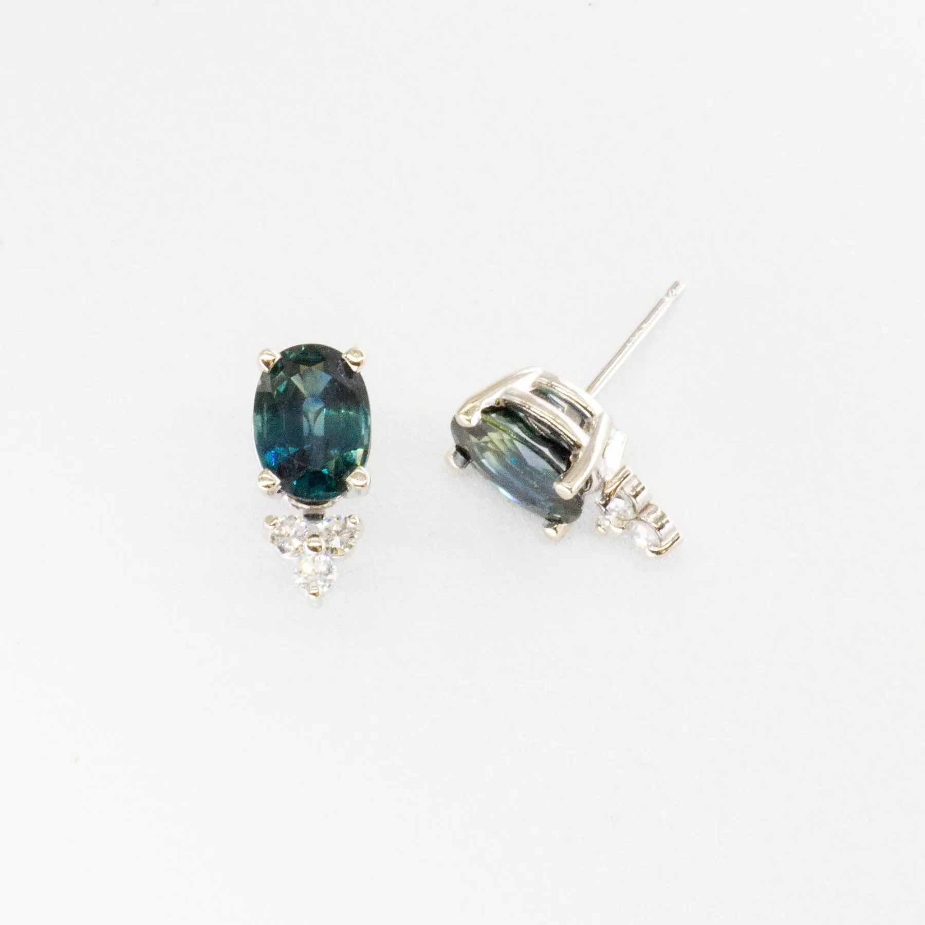 100 Ways Jewelry 100 Ways' Oval Sapphire and Diamond Earrings | 3.18ctw, 0.21ctw |