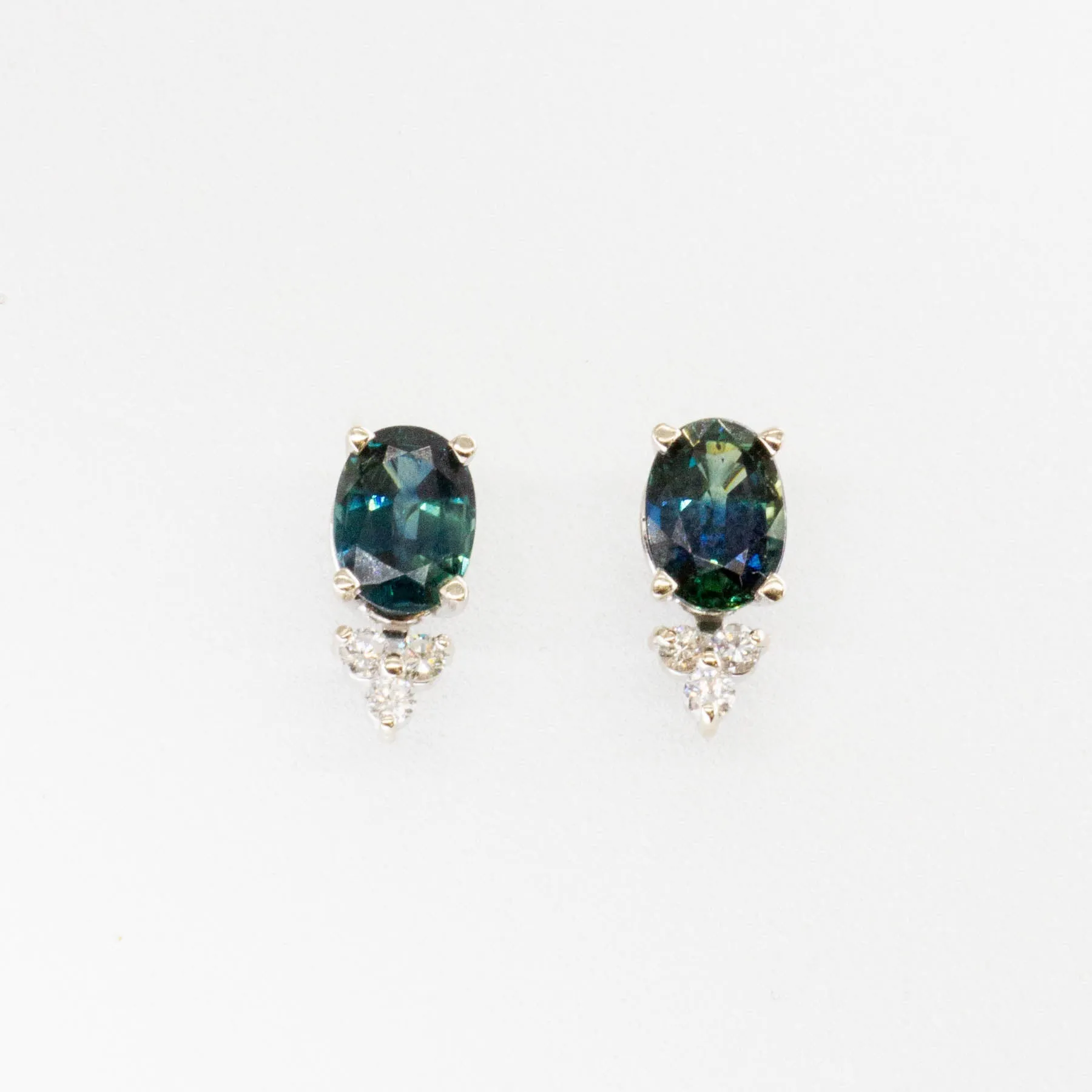 100 Ways Jewelry 100 Ways' Oval Sapphire and Diamond Earrings | 3.18ctw, 0.21ctw |