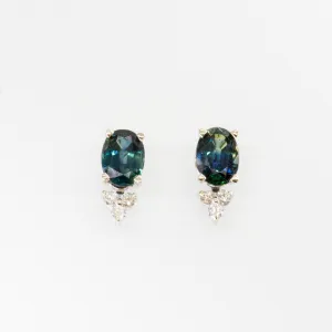 100 Ways Jewelry 100 Ways' Oval Sapphire and Diamond Earrings | 3.18ctw, 0.21ctw |