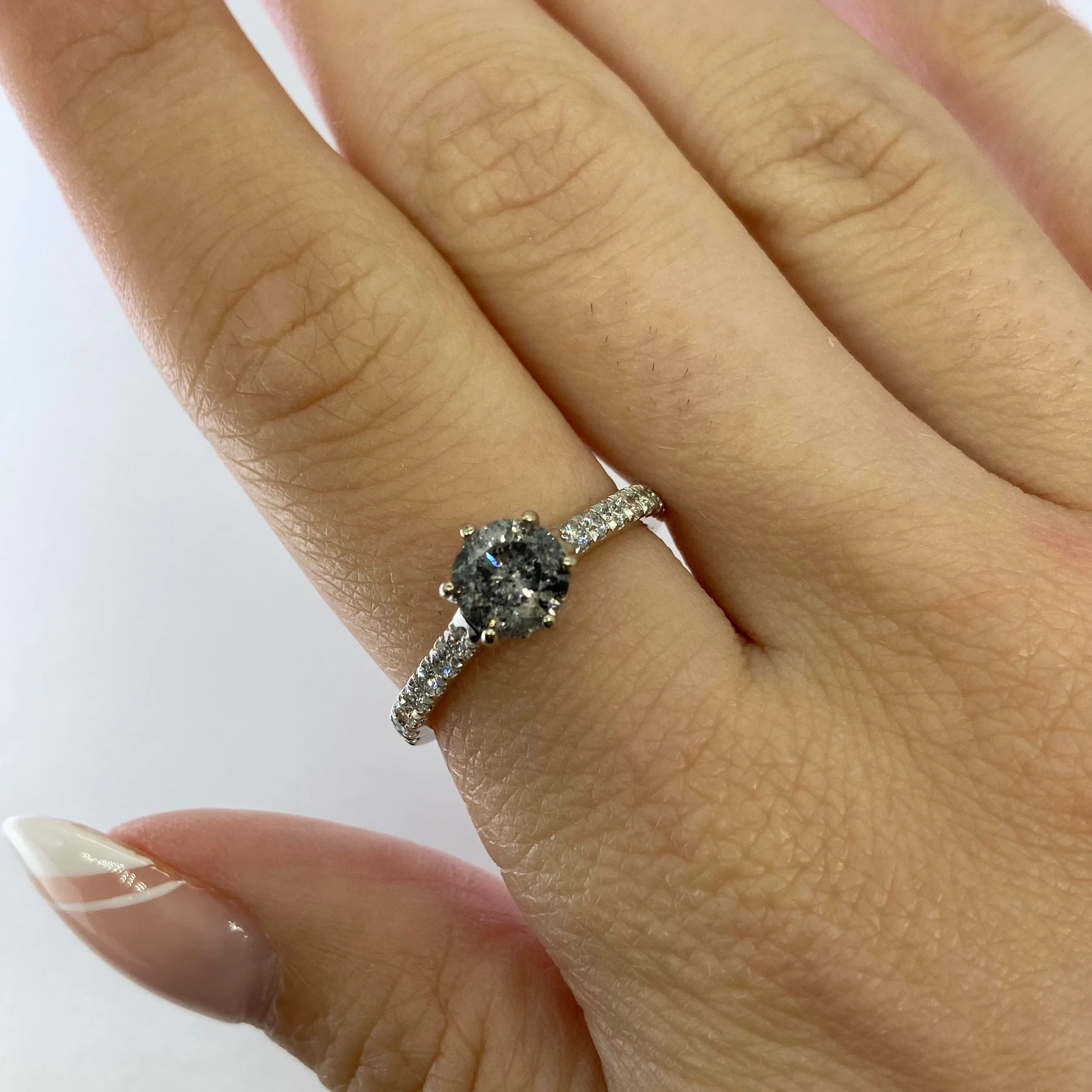100 Ways Jewelry '100 Ways' Salt & Pepper Diamond Engagement Ring | SZ 6.75 |