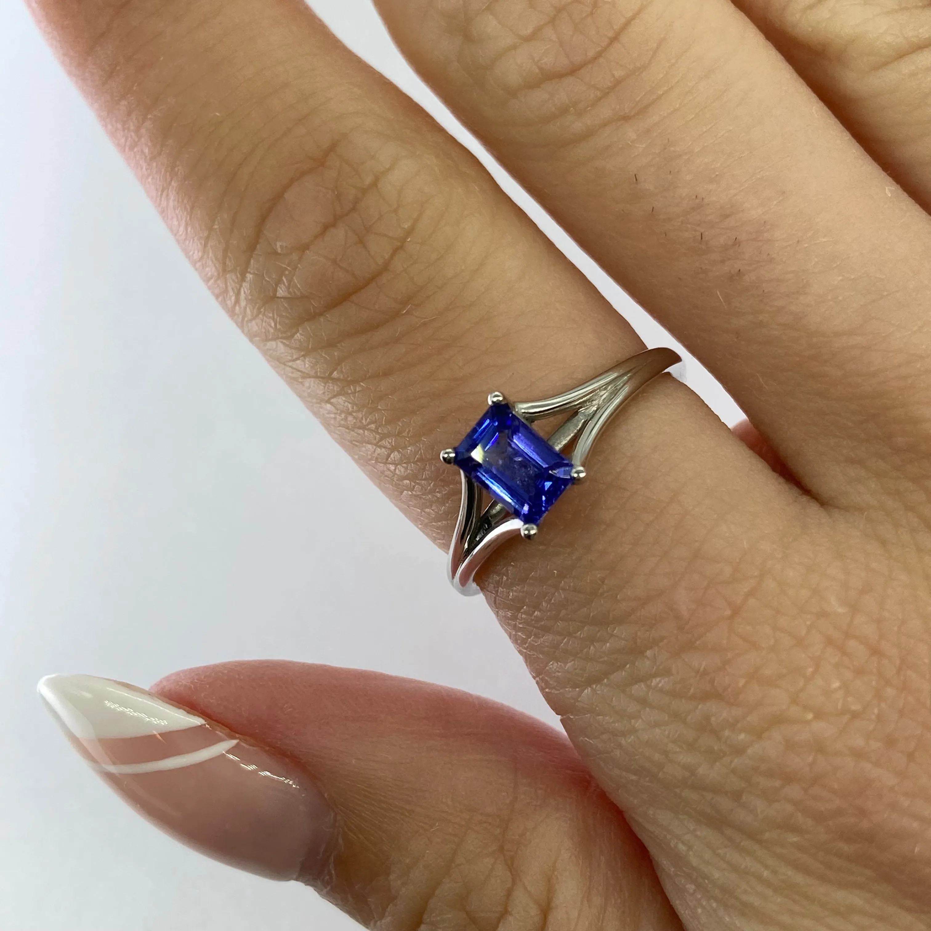 100 Ways Jewelry '100 Ways' Split Shank Emerald Cut Tanzanite Ring | 0.60ct | SZ 6.5 |