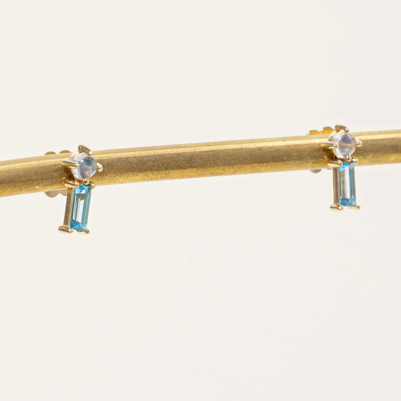 100 Ways Jewelry 100 Ways' Swiss Blue Topaz & Moonstone Earrings | 0.30ctw, 0.10ctw |