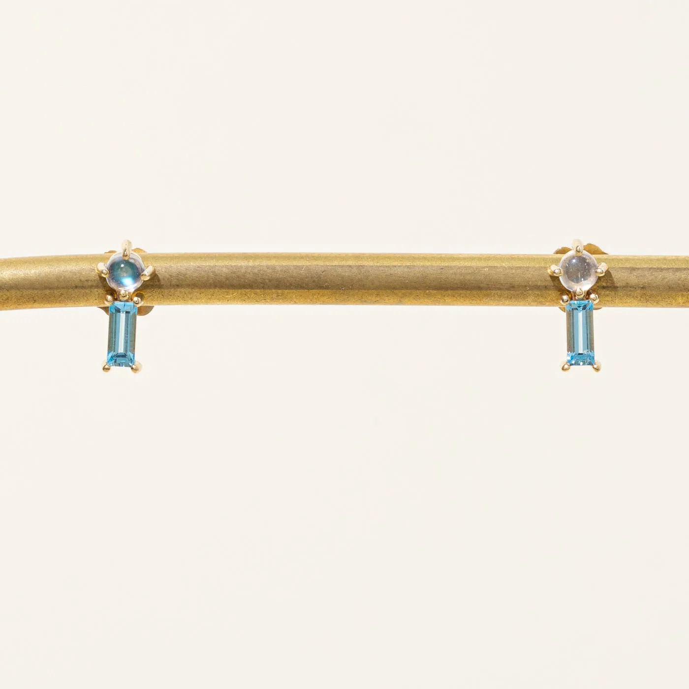 100 Ways Jewelry 100 Ways' Swiss Blue Topaz & Moonstone Earrings | 0.30ctw, 0.10ctw |