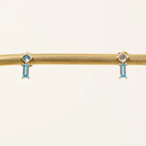 100 Ways Jewelry 100 Ways' Swiss Blue Topaz & Moonstone Earrings | 0.30ctw, 0.10ctw |