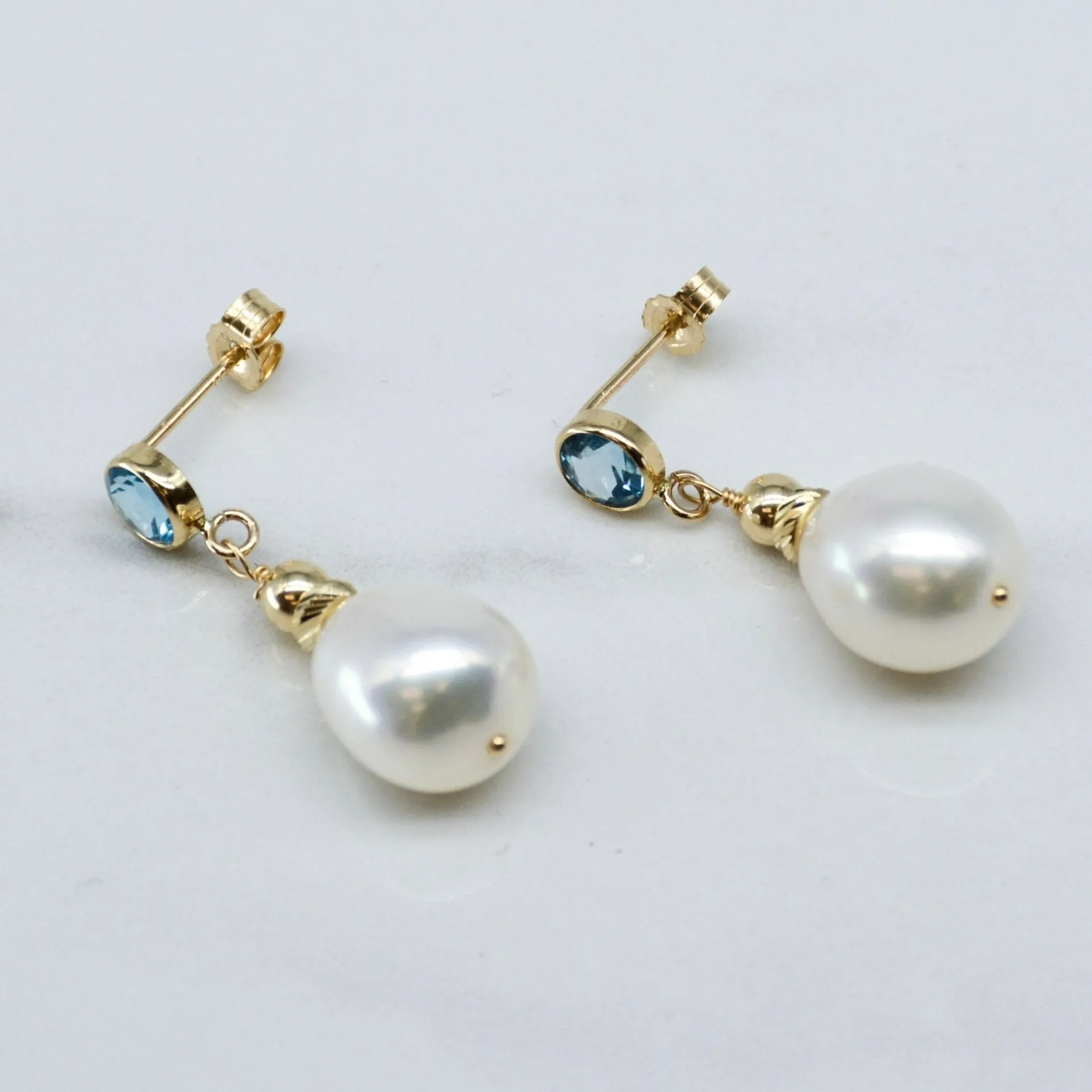100 Ways Jewelry '100 Ways' Swiss Blue Topaz & Pearl Drop Earrings | 3.50ctw, 0.60ctw |